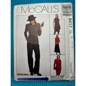 McCalls 8417 pattern suit jacket blazer dress pants skirt 1990s Size 8 10 12